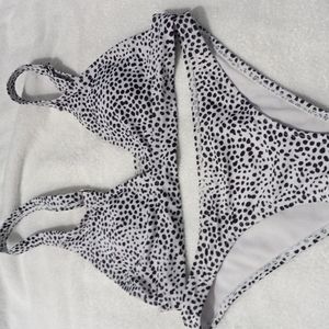 Two Piece Blk/White Poka-dotted  Bekini Sz S